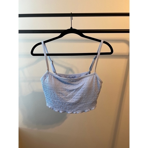 Xhilaration Baby Blue Cami Tank Textured Swim Bandeau Bikini Top Size XL NWT - Picture 4 of 8